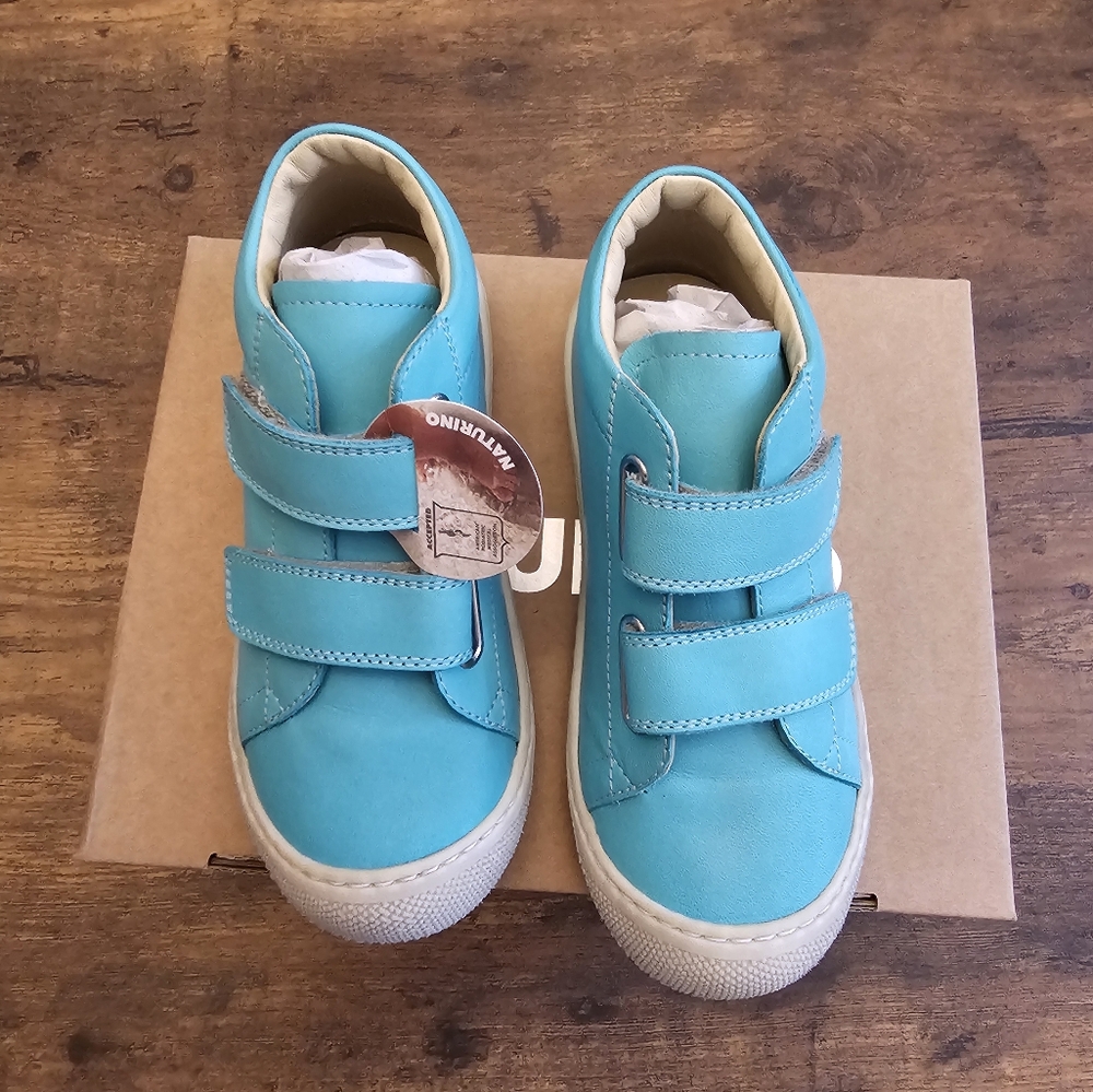 Toddler Blue Leather Velcro Sneakers size 10 from Italy